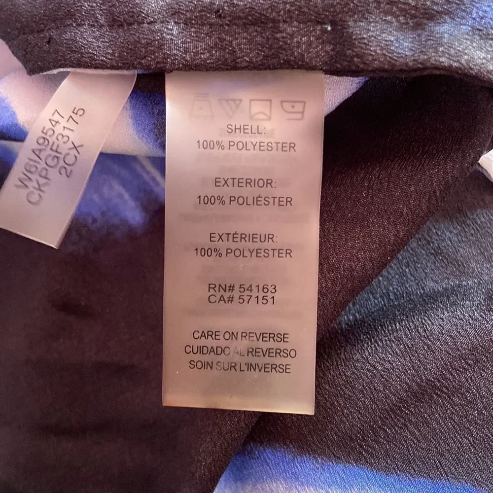 Calvin Klein Plus 1X Women's Blue/Black Button Front Blouse Office Chic
